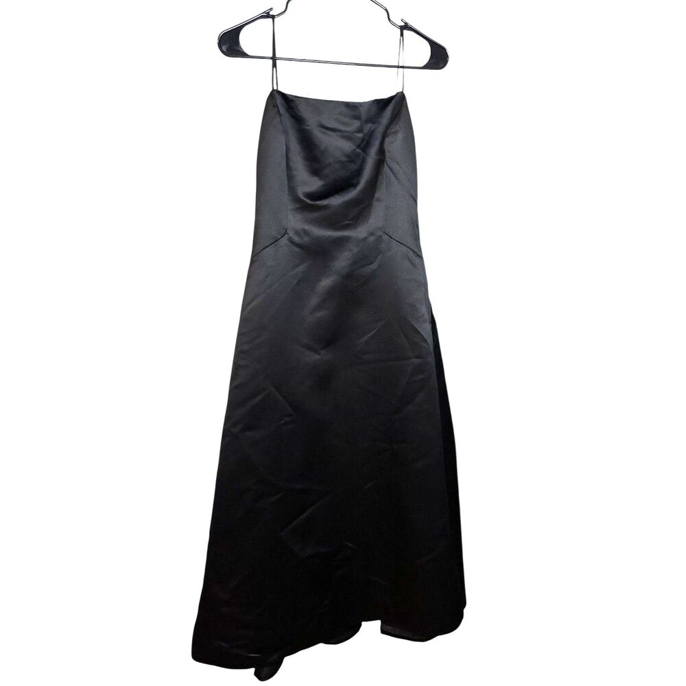 BCBGmaxazria Black Satin Open Back Maxi Dress Gown Size 6 Y2K